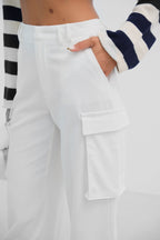 Cargo Pocket White High Waist Pants