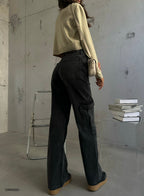 Cargo Pocket Low-Waist Gray Jeans