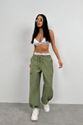 Cargo Pocket Khaki Jogger Pants