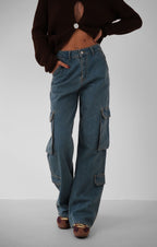 Cargo Pocket Blue Jeans
