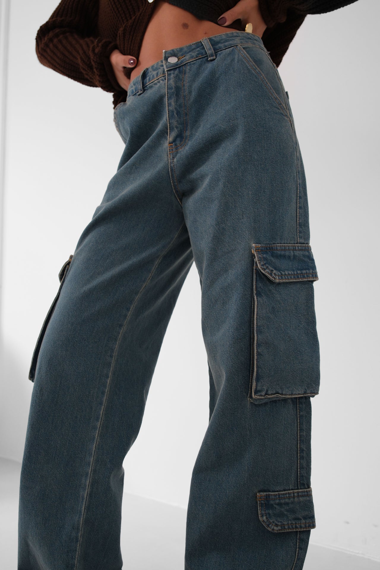 Cargo Pocket Blue Jeans
