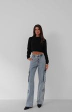 Cargo Pocket Light Blue Jeanss