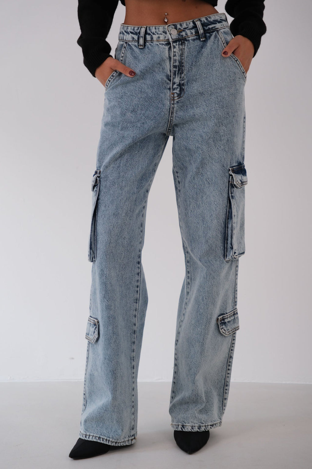 Cargo Pocket Light Blue Jeanss