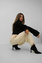 Cargo Pocket Krem Jogger Pants