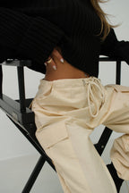 Cargo Pocket Krem Jogger Pants
