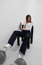 Cargo Pocket Navy High Waist Pants
