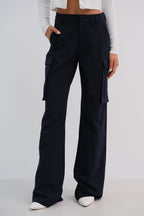 Cargo Pocket Navy High Waist Pants