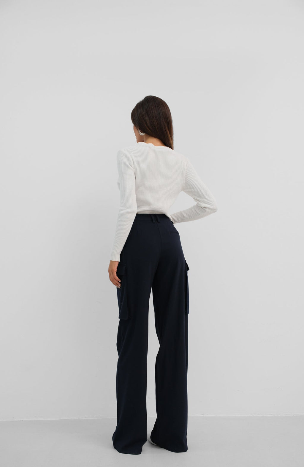 Cargo Pocket Navy High Waist Pants