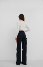 Cargo Pocket Navy High Waist Pants