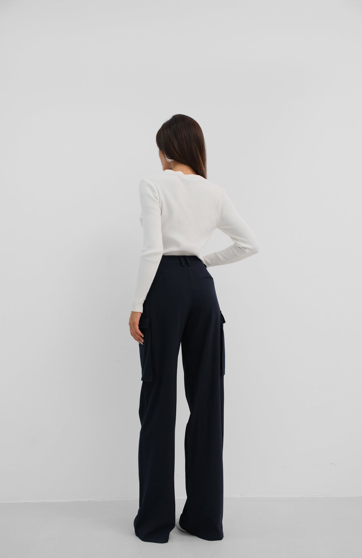Cargo Pocket Navy High Waist Pants