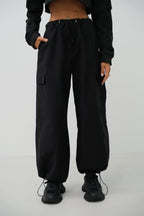 Cargo Pocket Black Jogger Pants