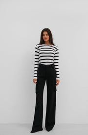 Black High Waist Cargo Pocket Trousers