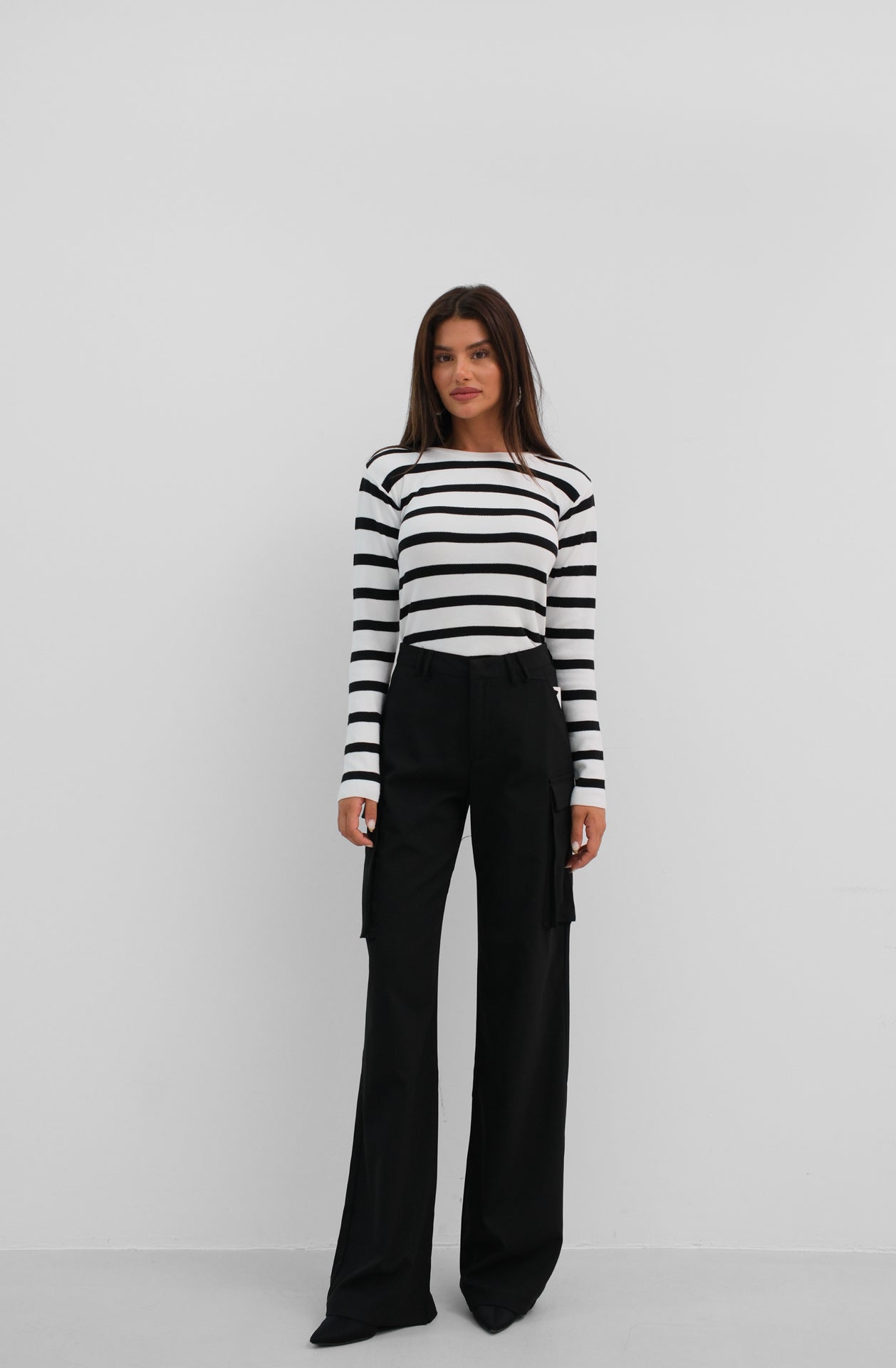 Cargo Pocket Black High Waist Pants