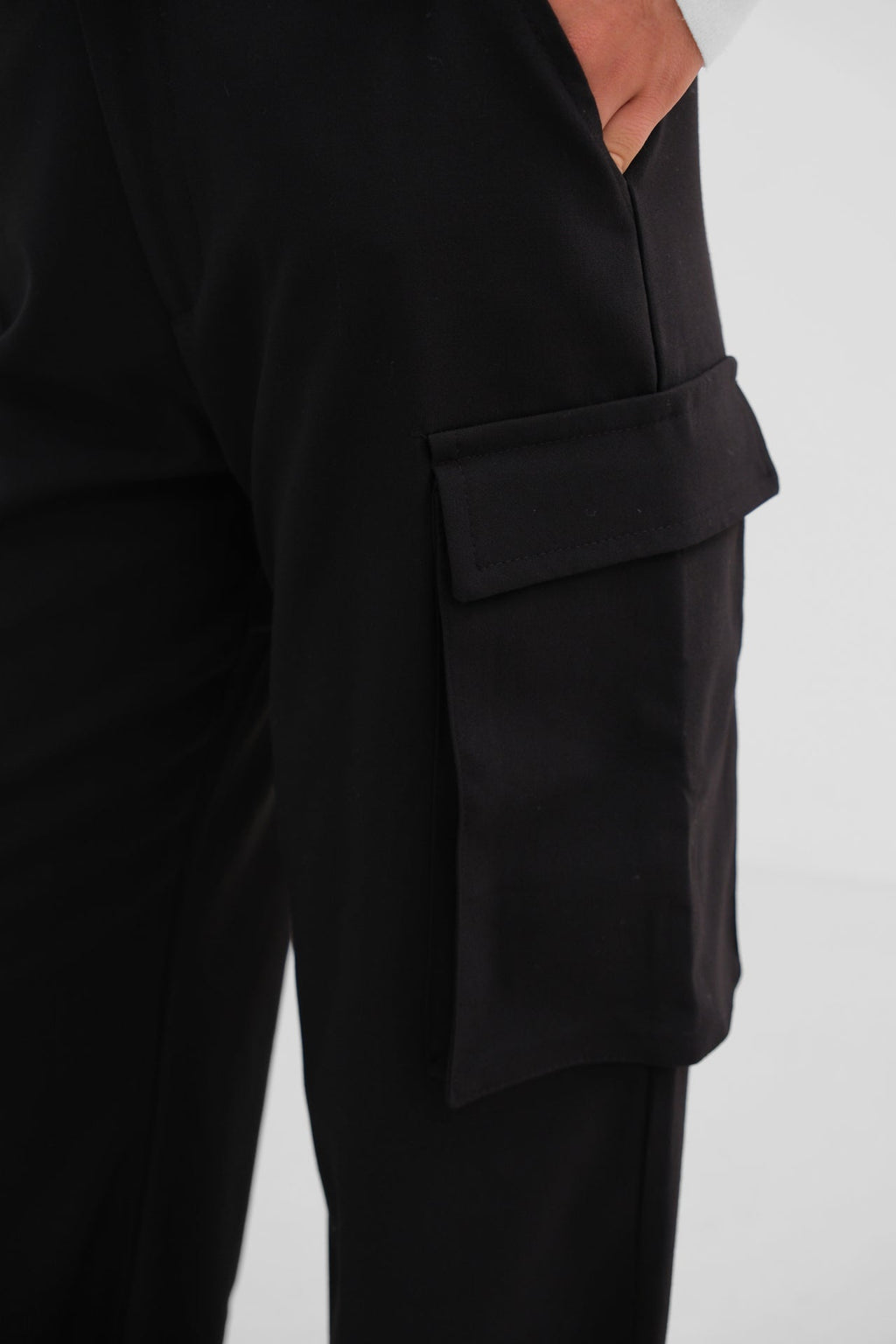Cargo Pocket Black High Waist Pants