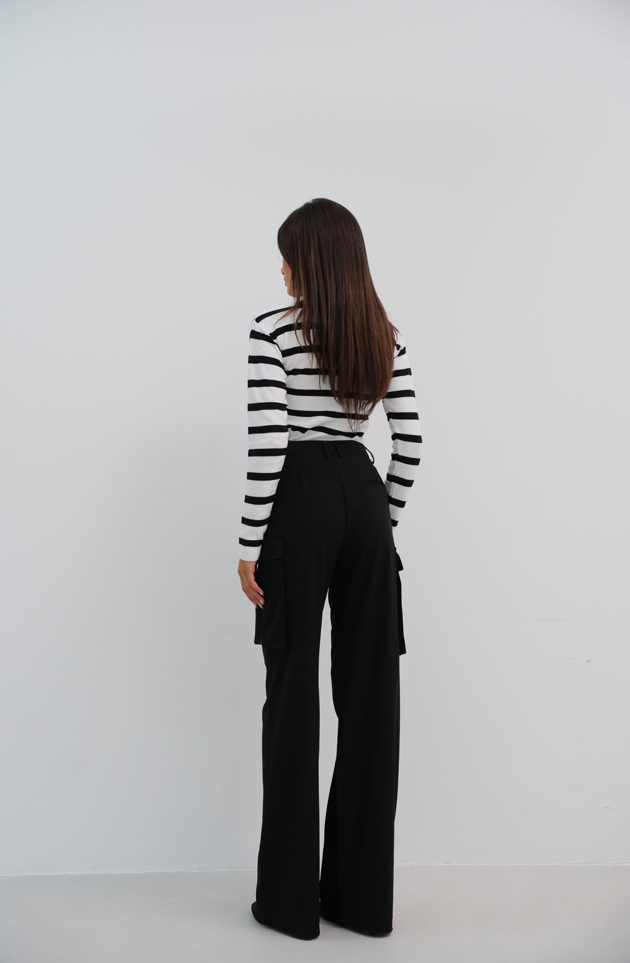 Cargo Pocket Black High Waist Pants