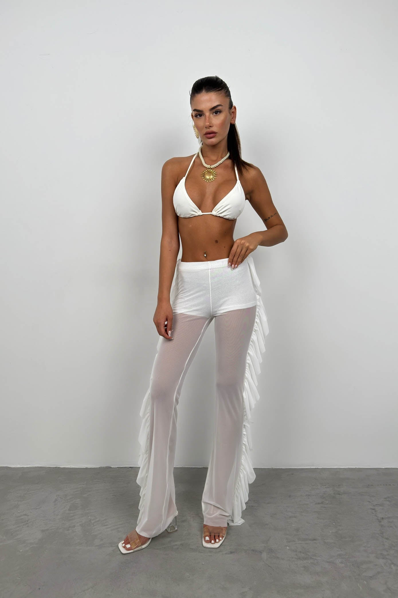 Katli Transparan White Pants