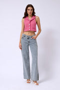 Kazayagi Crop Fuchsia Vest