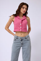 Kazayagi Crop Fuchsia Vest