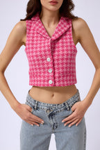 Kazayagi Crop Fuchsia Vest
