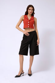 Houndstooth Orange Crop Vest