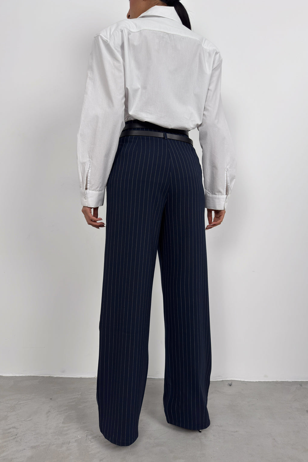 Belt Detail Navy Casual Pants