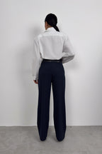 Belt Detail Navy Casual Pants