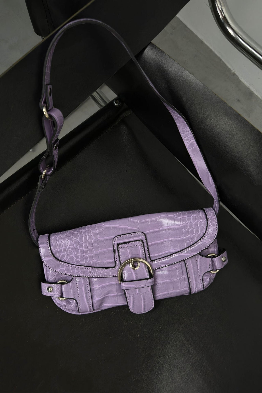 Waistt Detail Lila Rugan Bag