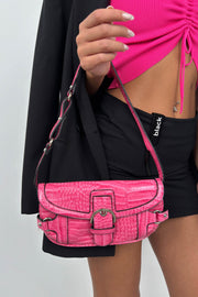 Belt Detail Pink Patent Leather Bag