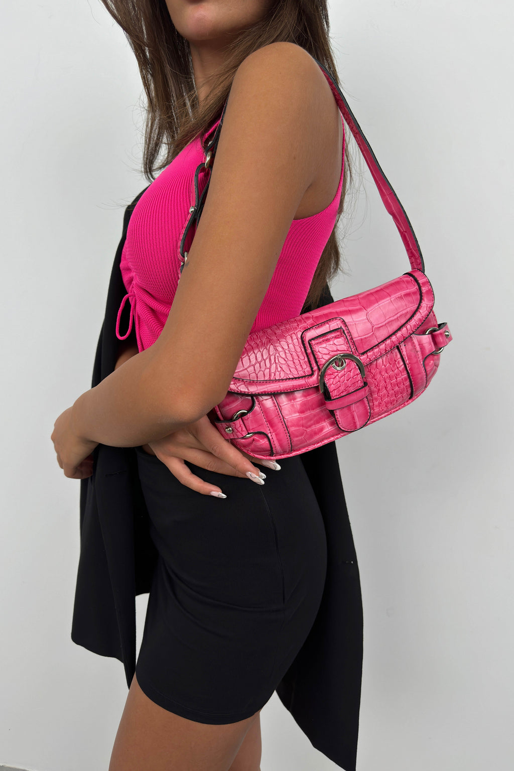 Waistt Detail Pink Rugan Bag