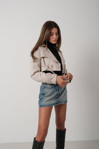 Belt Detail Stone Crop Trench Coat