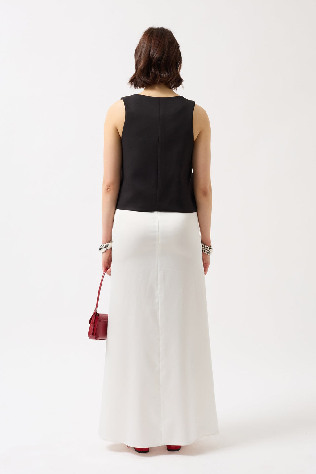 Waistt Detail V Neck Black Vest