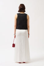 Waistt Detail V Neck Black Vest