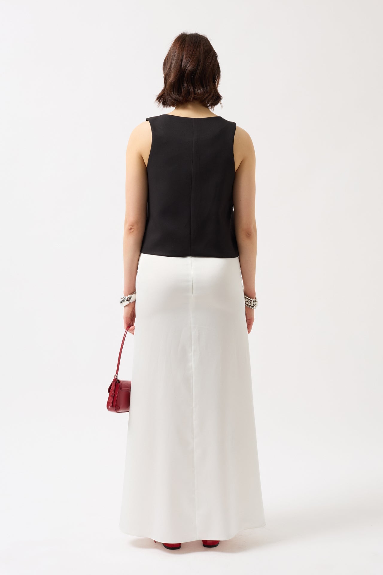 Waistt Detail V Neck Black Vest