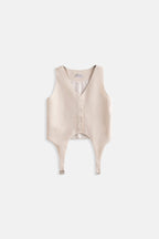 Waistt Detail V Neck Stone Vest