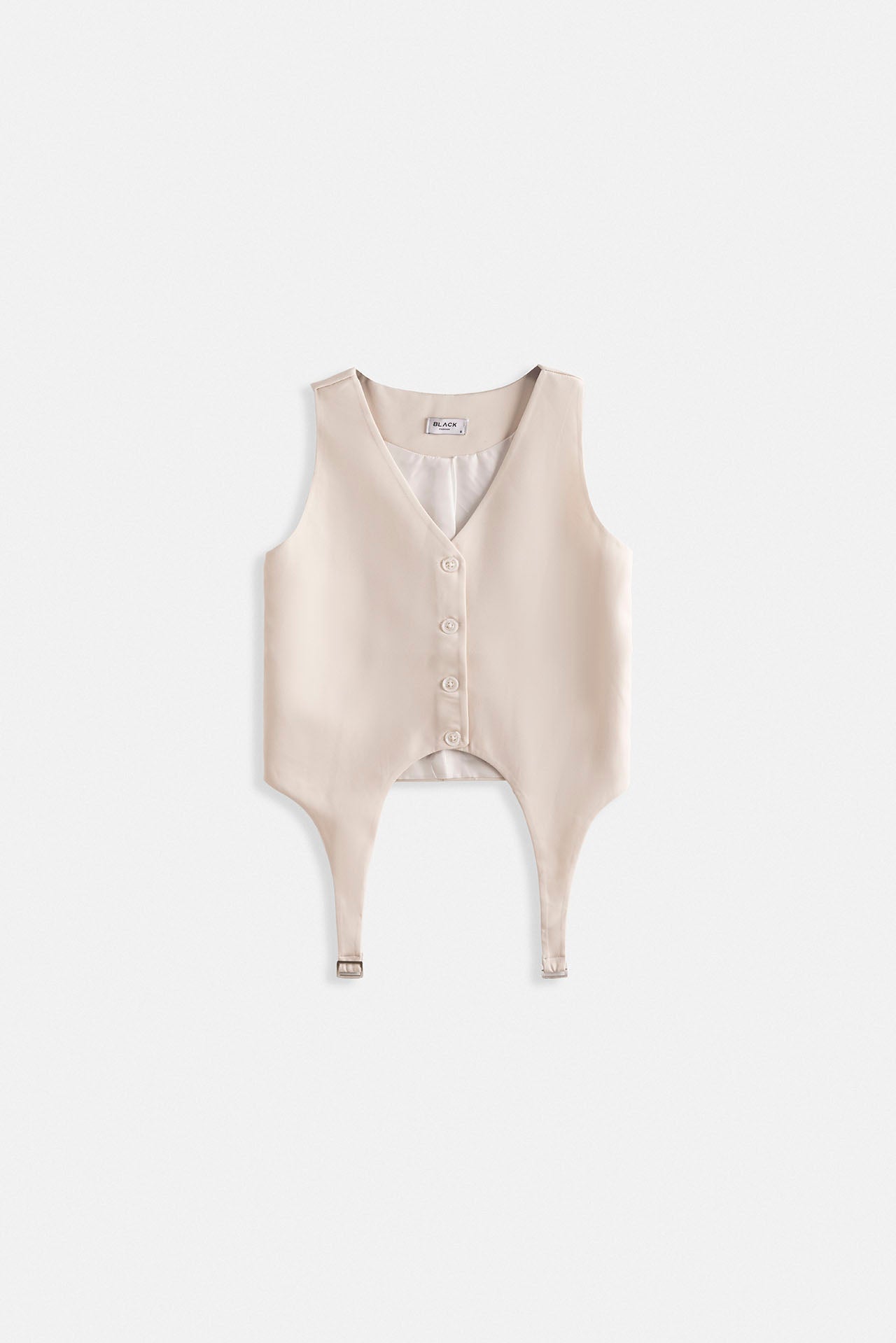 Waistt Detail V Neck Stone Vest