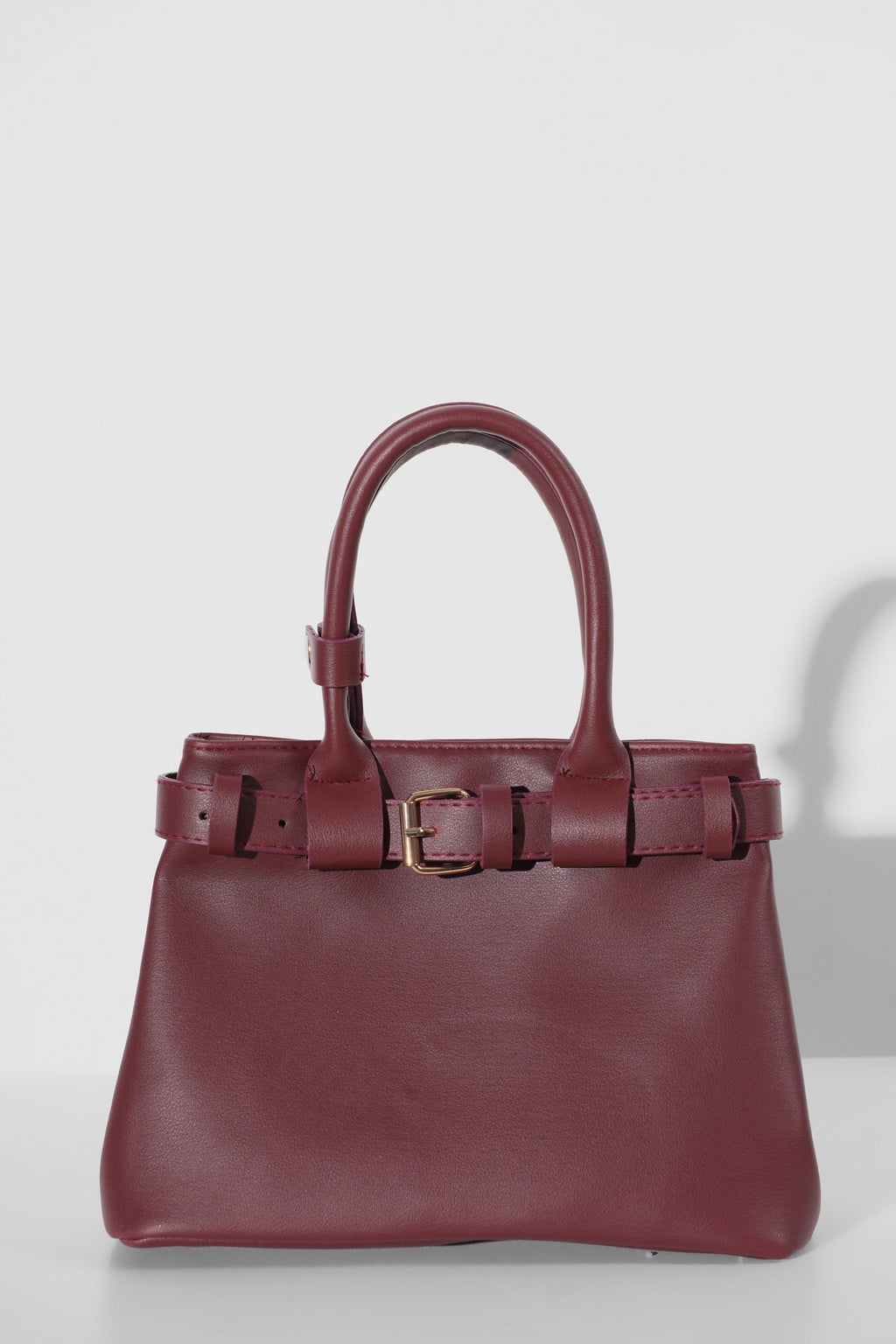 Belt Detail Burgundy Handbag
