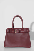 Belt Detail Burgundy Handbag