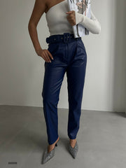 Blue Carrot Trousers with Belt Detail