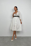 Belted Broderie White Shirt Dress