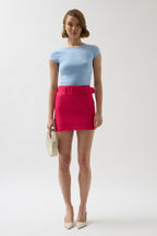 Waistted Fuchsia Mini Skirt
