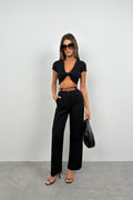 Waist Black Palazzo Pants