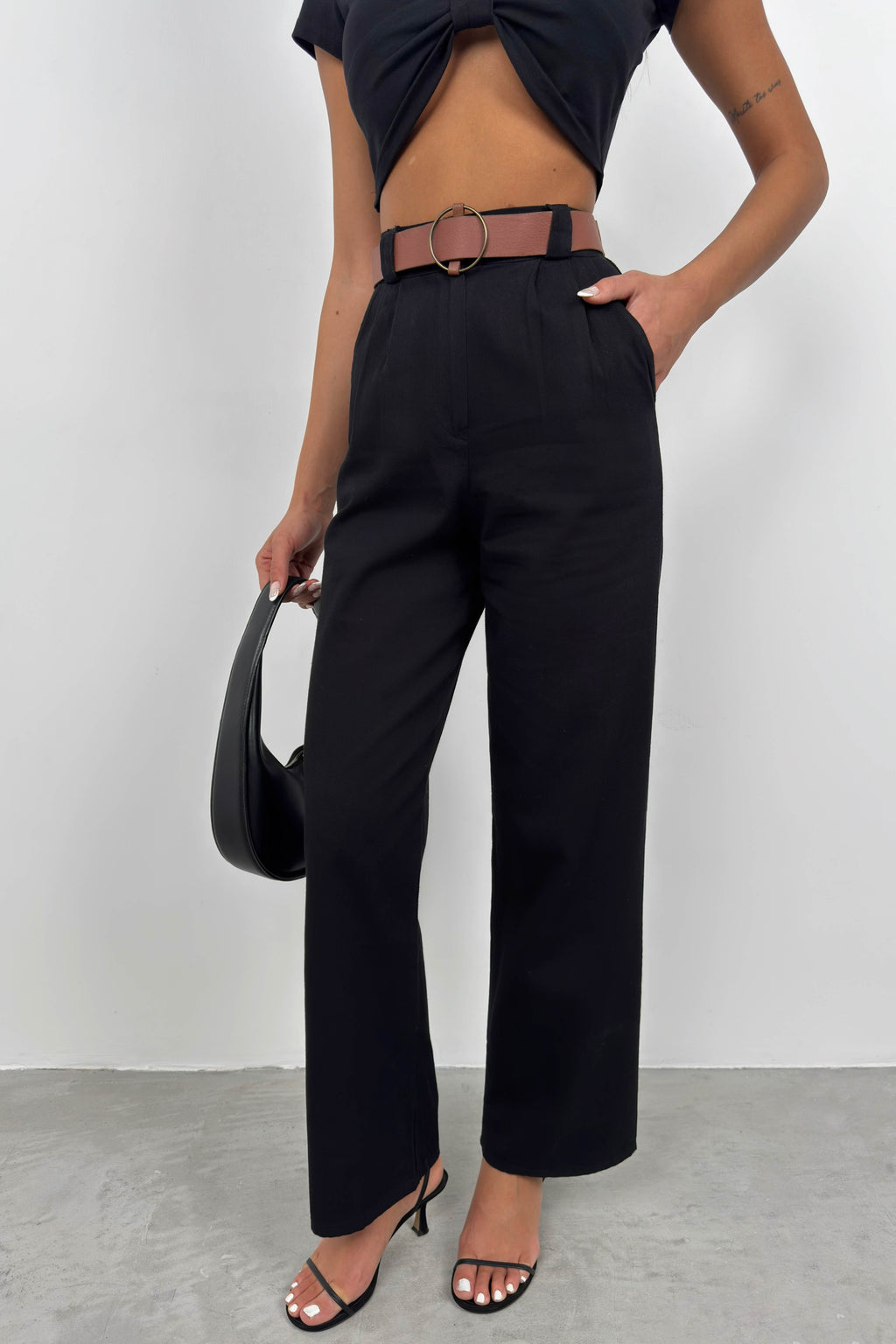 Waist Black Palazzo Pants