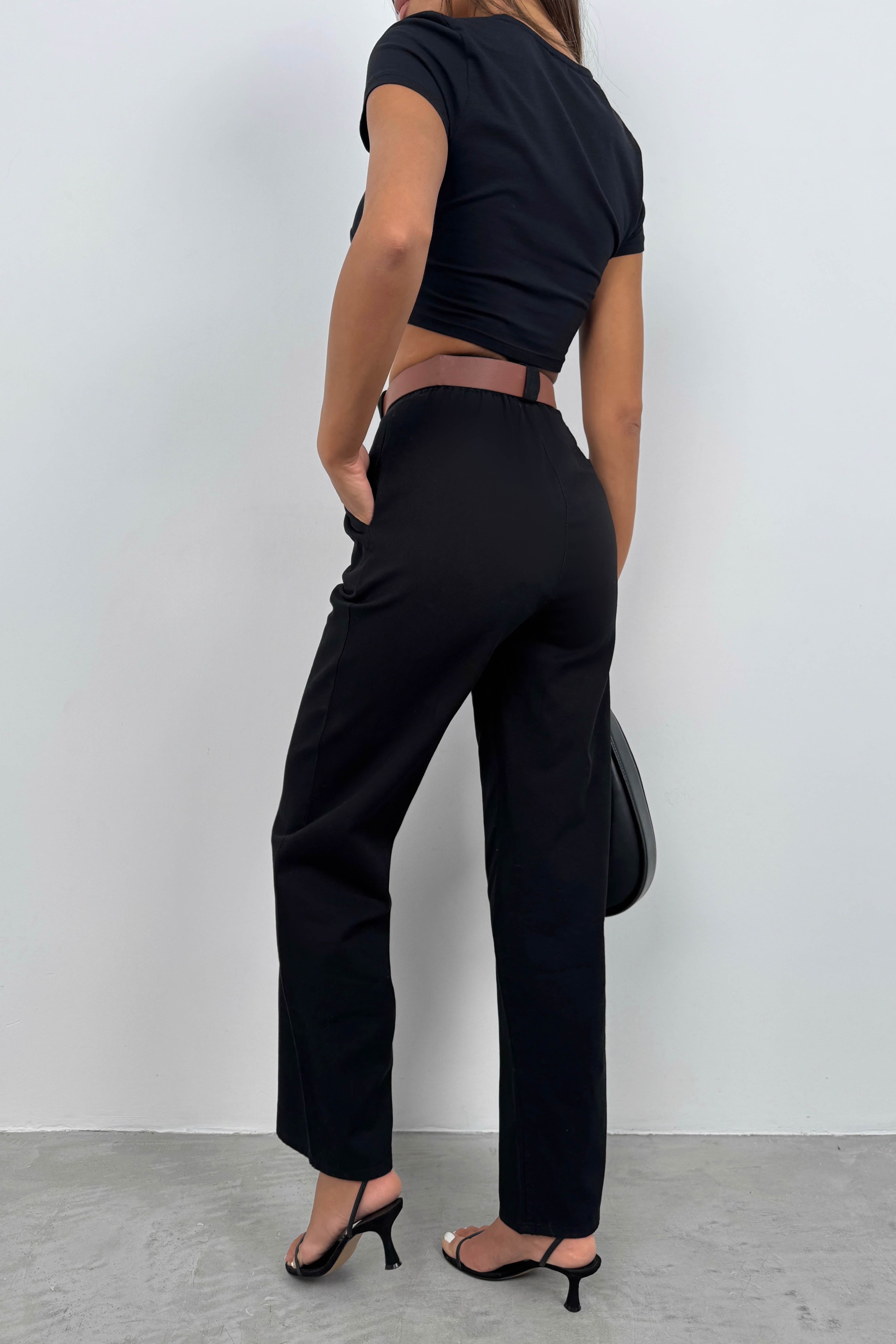 Waist Black Palazzo Pants