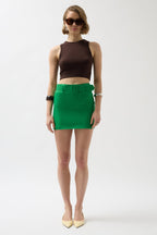 Waistted Green Mini Skirt
