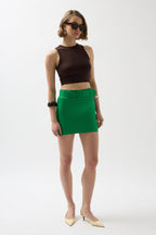 Waistted Green Mini Skirt