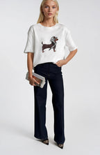 Dog Print White T-Shirt