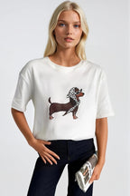 Dog Print White T-Shirt