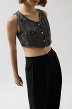 Denim Pocket Gray Vest