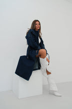 Navy Denim Trench Coat