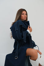 Navy Denim Trench Coat